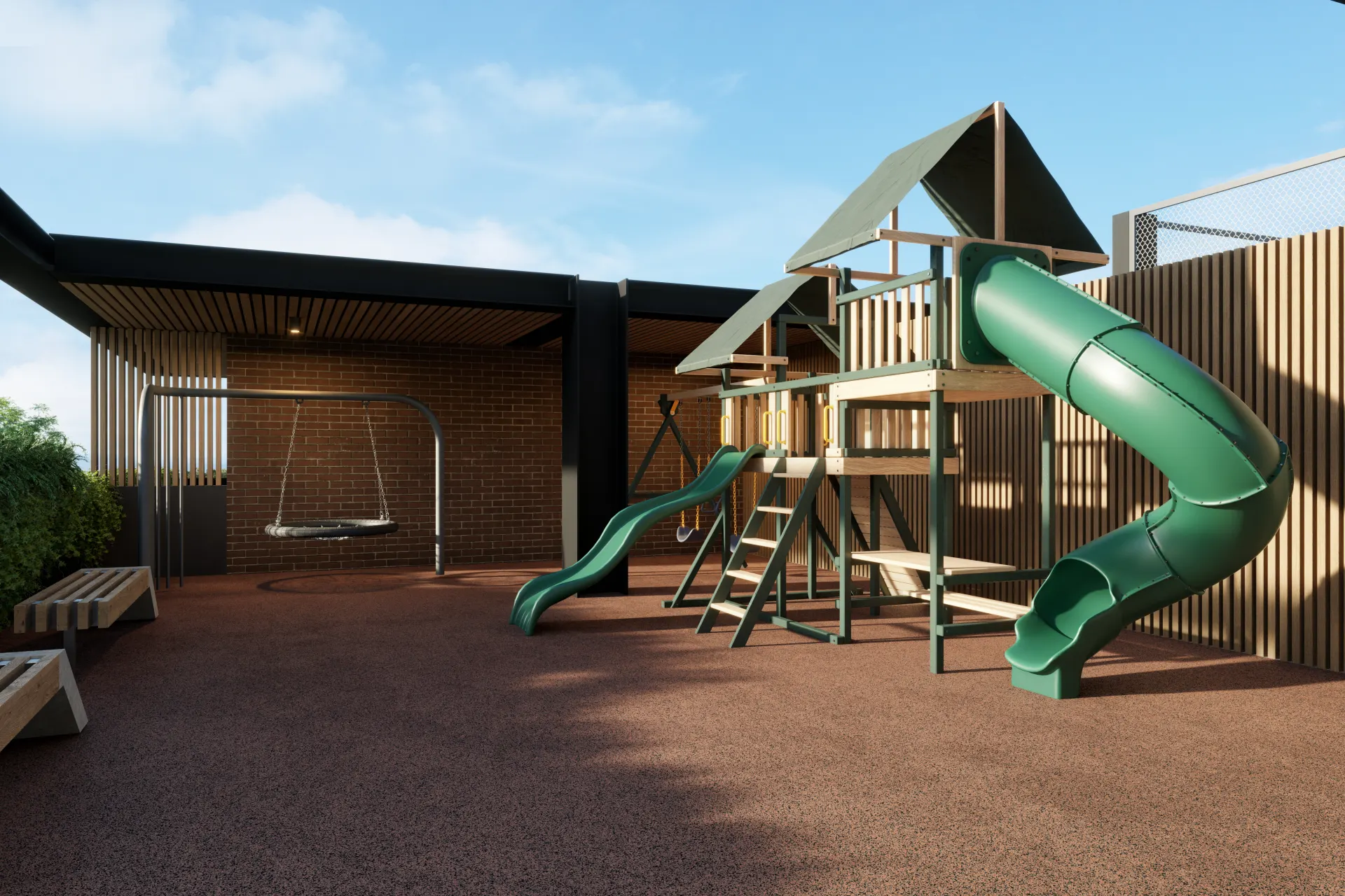 Juegos infantiles exteriores de Torres Alta Vista